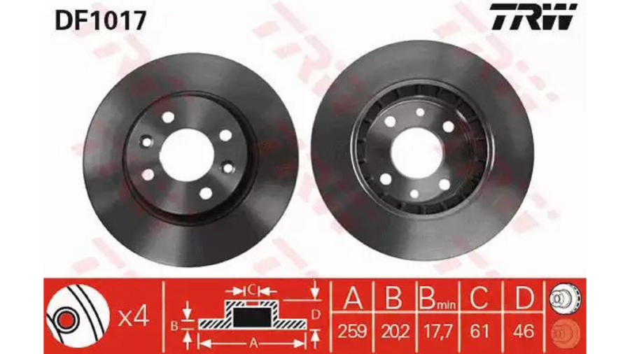 Dischi Freno (Coppia) Ant.Espace Ii 96+”259Mm”