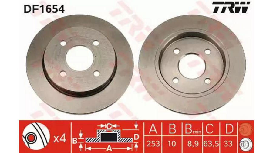 Dischi Freno (Coppia) Post.Focus 98+04 “D.253Mm”