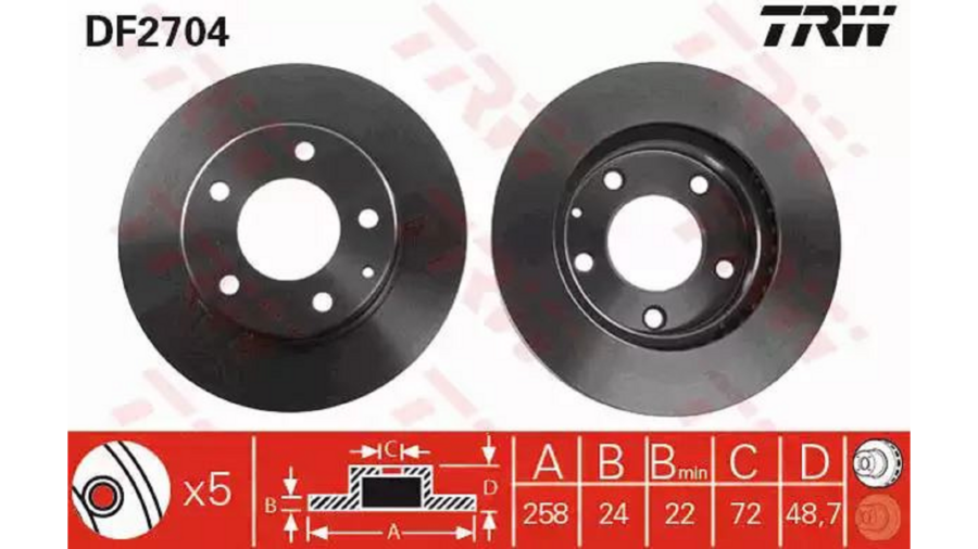 Dischi Freno (Coppia) Ant.Mazda 626-Premacy “258Mm”