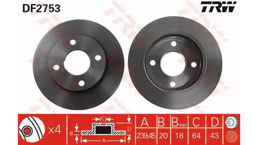 Dischi Freno (Coppia) Ant.Escort 1.8 Td 92-99 ”D.240”