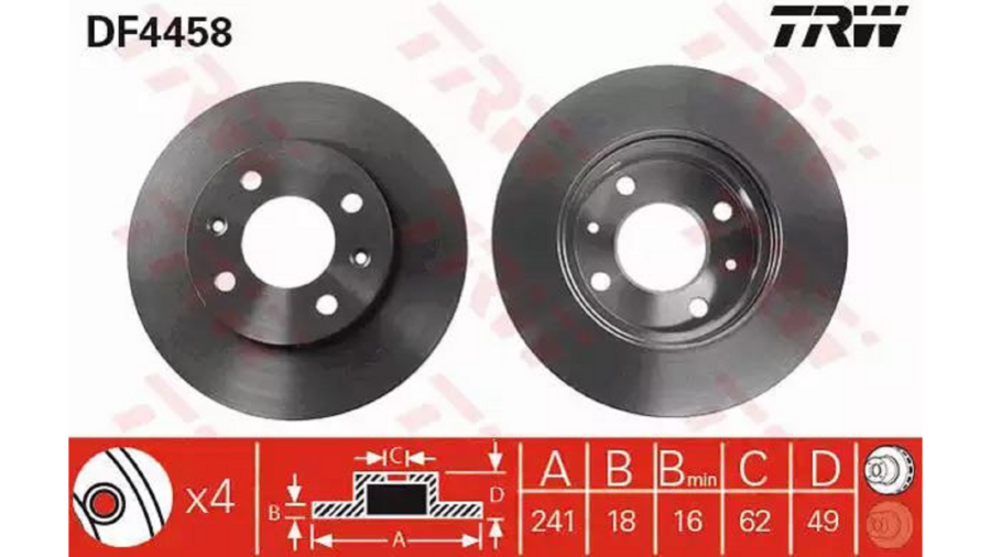 Dischi Freno (Coppia) Ant.Kia Picanto 05+(241Mm)