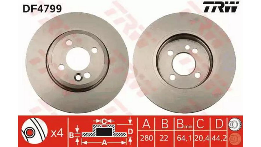Dischi Freno (Coppia) Ant.Mini Cooper 06+ ”D.280Mm”