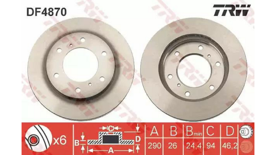 Dischi Freno (Coppia) Ant.Pajero 00+3.2 Did ”D.290Mm”