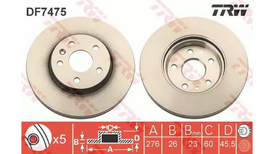 Dischi Freno (Coppia) Ant.Astra J 09+Aveo 11+ Diam.276