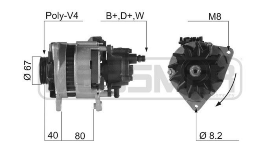 alternatore 70ah transit 91+2.5 di-td (c/depressore)