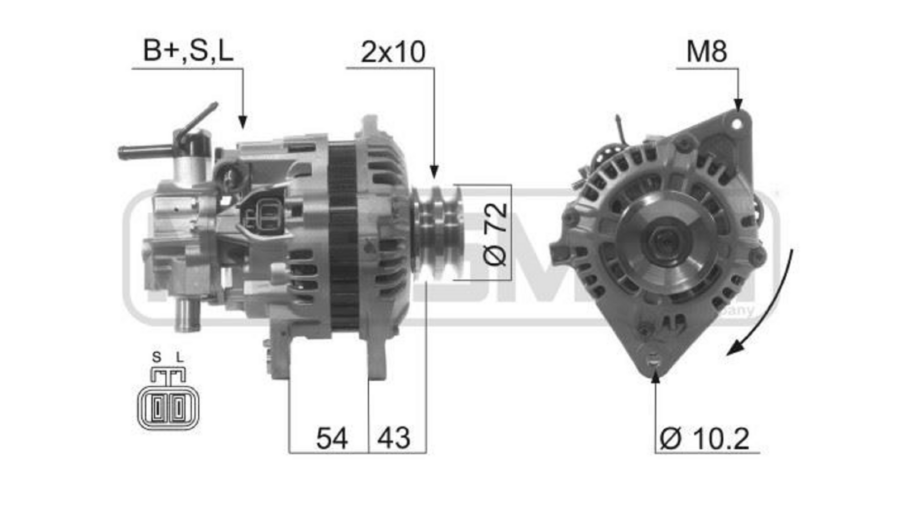 alternatore 80ah pajero-l200 90+2.5 d/td