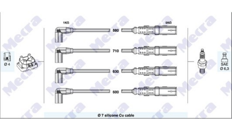 Kit Cavi Candele Seat Arosa-Cordoba-Ibiza/VW Caddy-Lupo-Polo 1.4