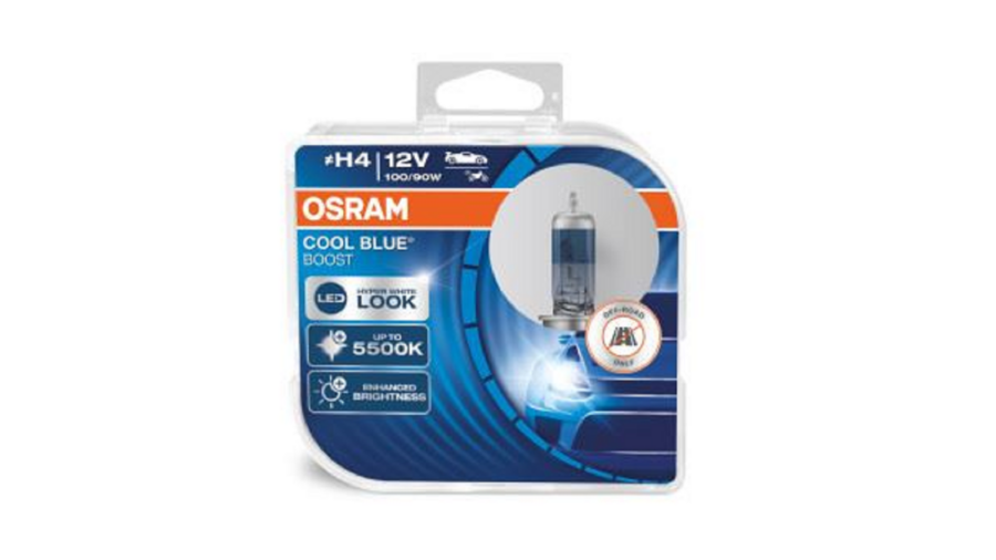 Coppia-Kit 2 Lampade Osram 12v-H4 100/90w Cool Blue Boost 5500K
