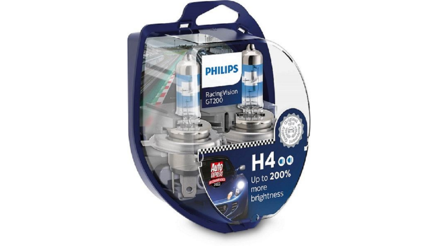 Coppia-Kit 2 Lampade Osram 12v H4 Racingvision GT200 + 200%
