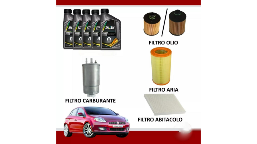 Kit Tagliando Bravo II 1.6 Mjet 120cv 88kw + Lt.5 Selenia 5w30