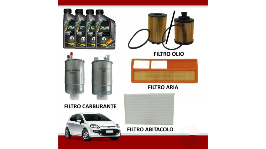 Kit Tagliando G. Punto 1.3 Mjt 90cv 66kw Da 05 + Lt.4 Sele. 5w40